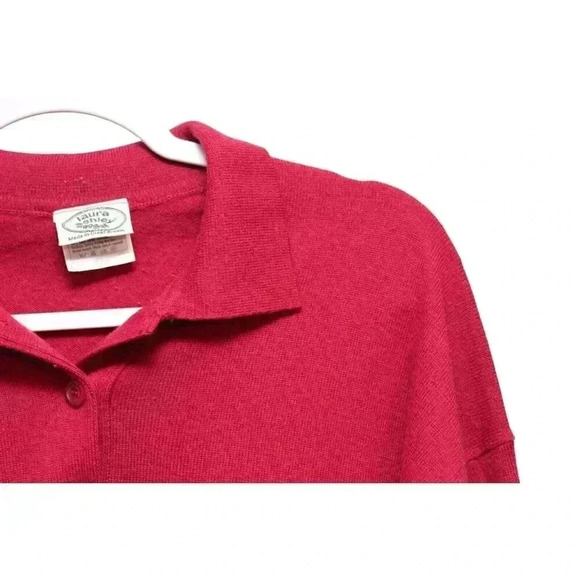 Laura Ashley Collared Henley Sweater Blouse Size XL 100% Lambswool Preppy - Picture 5 of 11